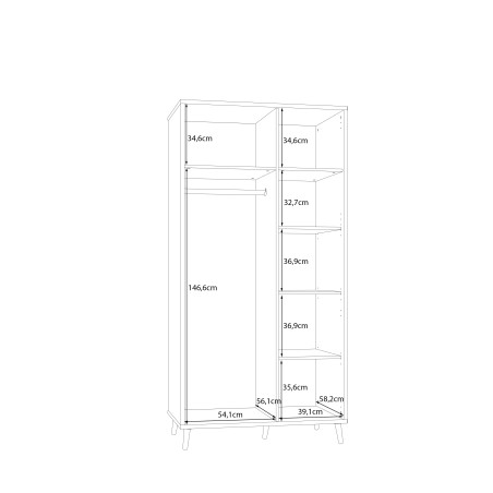 Dulap 2 Usi Ankona, Alb Si Stejar Mauvella, 99.5 Cm-01