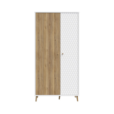 Dulap 2 Usi Ankona, Alb Si Stejar Mauvella, 99.5 Cm-01