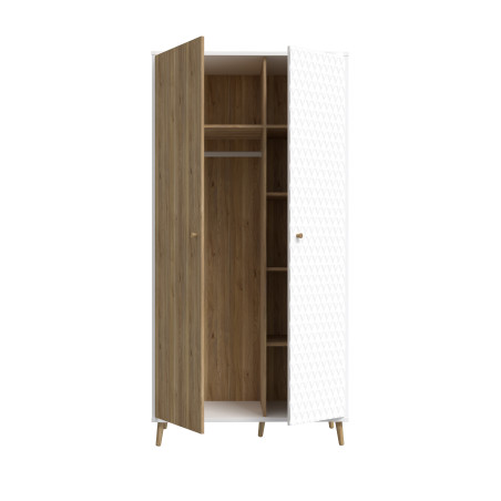 Dulap 2 Usi Ankona, Alb Si Stejar Mauvella, 99.5 Cm-01
