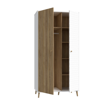 Dulap 2 Usi Ankona, Alb Si Stejar Mauvella, 99.5 Cm-01