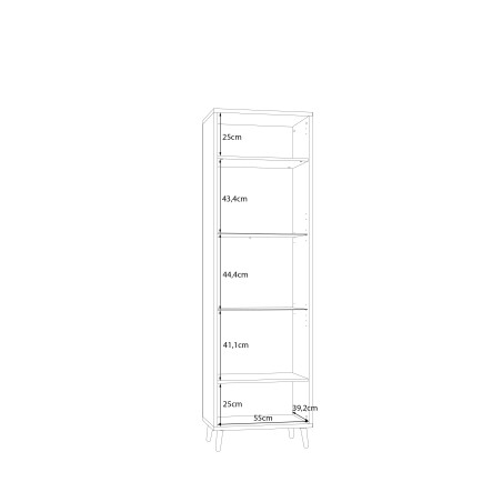 Vitrina Inalta Ankona Cu 1 Usa, Alb Si Stejar Mauvella, 59.8 Cm-01