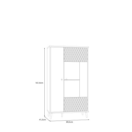 Vitrina Joasa Ankona Cu 2 Usi, Alb Si Stejar Mauvella, 89.5 Cm-01