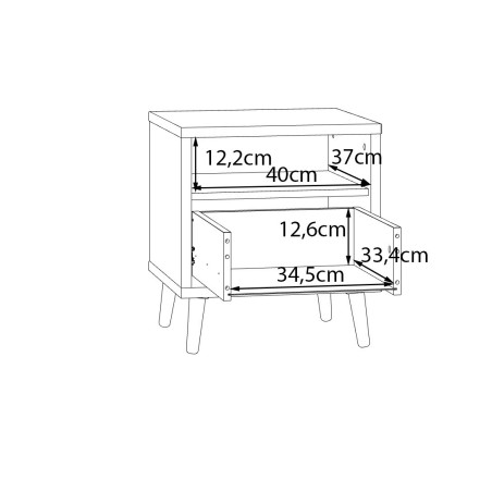 Noptiera Cu 1Sertar Ankona, Alb Si Stejar Mauvella, 44.8 Cm-01