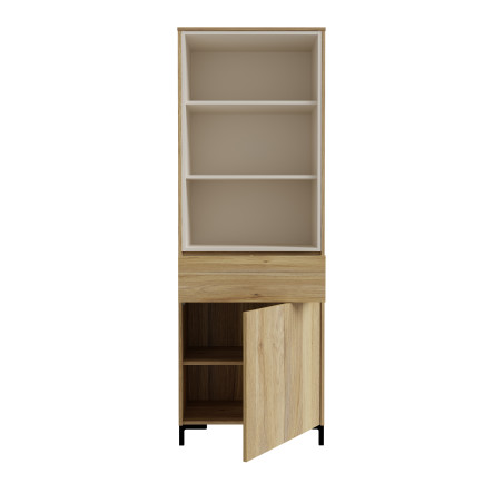 Etajera Cu 1 Usa Si 1 Sertar Confort, Stejar Mauvella Si Nisipiu, 63.4 Cm-01
