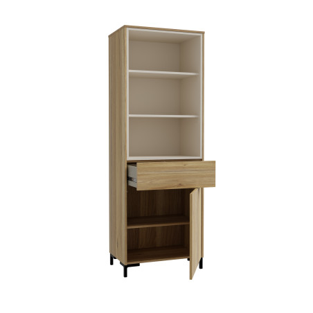 Etajera Cu 1 Usa Si 1 Sertar Confort, Stejar Mauvella Si Nisipiu, 63.4 Cm-01