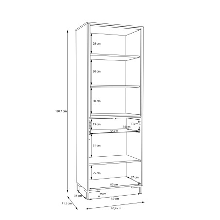 Etajera Cu 1 Usa Si 1 Sertar Confort, Stejar Mauvella Si Nisipiu, 63.4 Cm-01