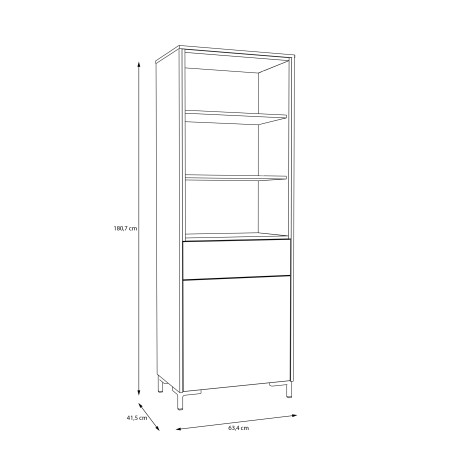 Etajera Cu 1 Usa Si 1 Sertar Confort, Stejar Mauvella Si Nisipiu, 63.4 Cm-01