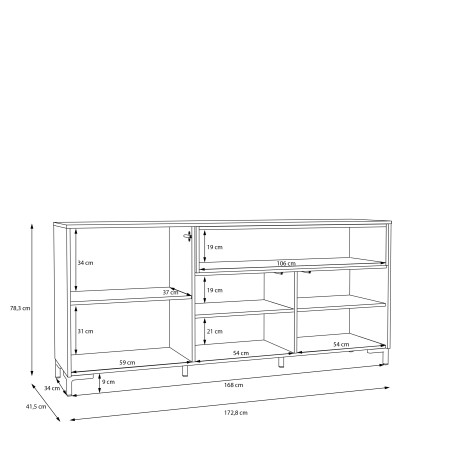 Bufet Confort Cu 3 Usi, Stejar Mauvella Si Nisipiu, 172.8 Cm-01