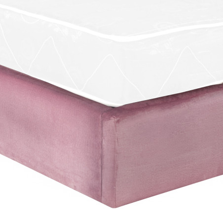 Pat Tapitat Ravel, Dimensiune Saltea 90 x 200 Cm, Somiera Rabatabila Si Panou, Roz-01