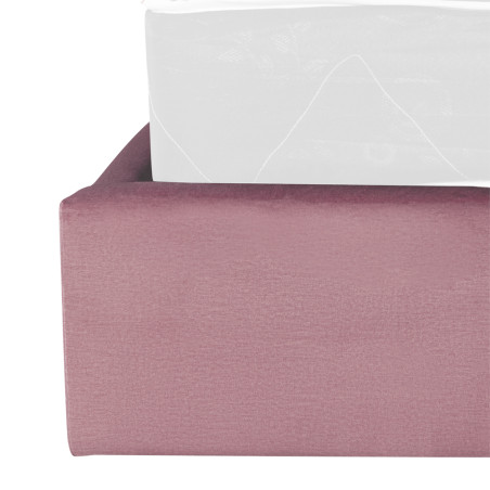 Pat Tapitat Ravel, Dimensiune Saltea 90 x 200 Cm, Somiera Rabatabila Si Panou, Roz-01