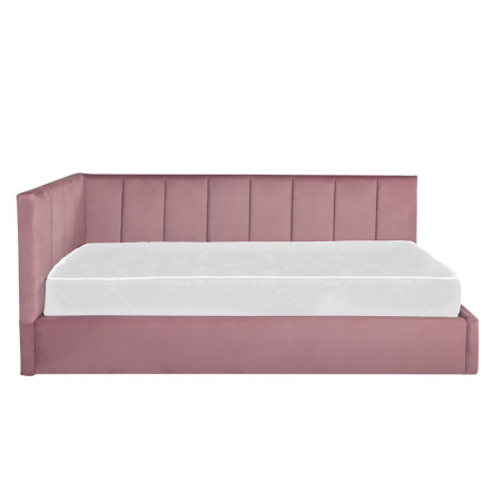 Pat Tapitat Ravel, Dimensiune Saltea 90 x 200 Cm, Somiera Rabatabila Si Panou Dreapta, Roz-01