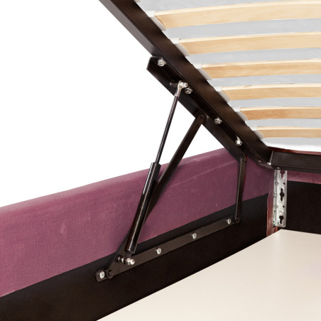 Pat Tapitat Ravel, Dimensiune Saltea 90 x 200 Cm, Somiera Rabatabila Si Panou, Roz-01