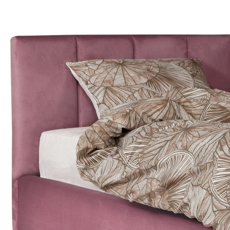 Pat Tapitat Ravel, Dimensiune Saltea 90 x 200 Cm, Somiera Rabatabila Si Panou, Roz-01