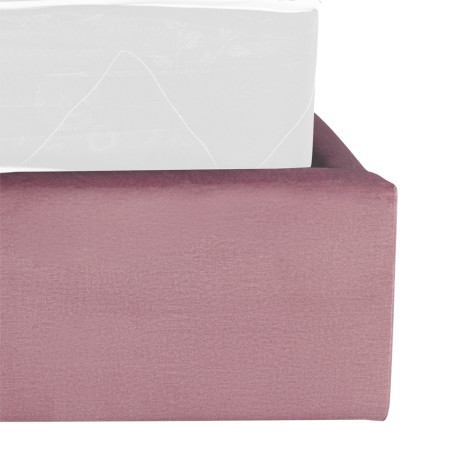 Pat Tapitat Ravel, Dimensiune Saltea 90 x 200 Cm, Somiera Rabatabila Si Panou, Roz-01