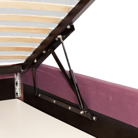 Pat Tapitat Ravel, Dimensiune Saltea 90 x 200 Cm, Somiera Rabatabila Si Panou, Roz-01