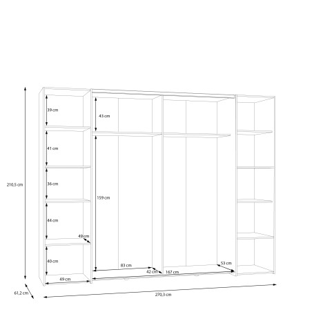 Dulap Energy Cu 4 Usi Negru Si Alb, 270 Cm-01