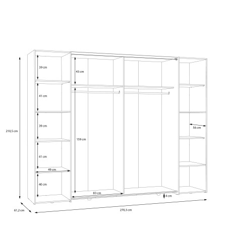 Dulap Energy Cu 4 Usi Stejar Mauvella Si Verde Menta, 270 Cm-01