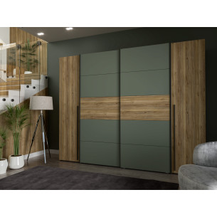 Dulap Energy Cu 4 Usi Stejar Mauvella Si Verde Menta, 270 Cm