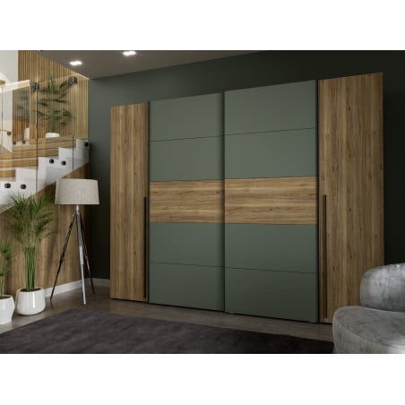 Dulap Energy Cu 4 Usi Stejar Mauvella Si Verde Menta, 270 Cm-01