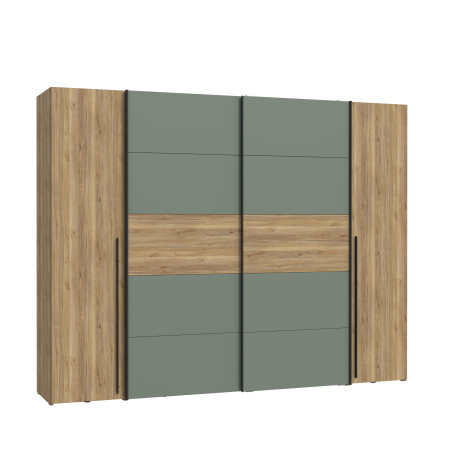 Dulap Energy Cu 4 Usi Stejar Mauvella Si Verde Menta, 270 Cm-01