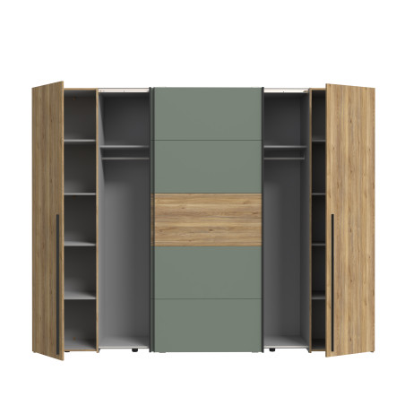 Dulap Energy Cu 4 Usi Stejar Mauvella Si Verde Menta, 270 Cm-01