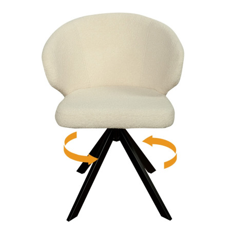 Scaun Rotativ Capri, Picior Metalic,  Ivory, 62 Cm-01