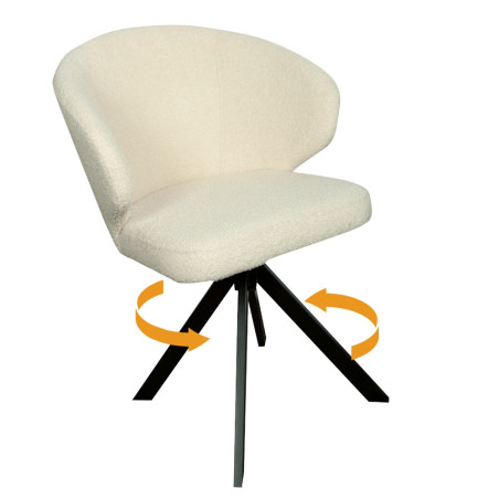 Scaun Rotativ Capri, Picior Metalic,  Ivory, 62 Cm-01