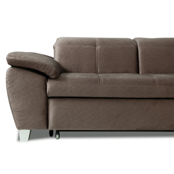 Coltar Extensibil Cu Insula Dreapta Sevilia Lux, 5 Locuri, Tetiere Reglabile, Maro, 272 Cm