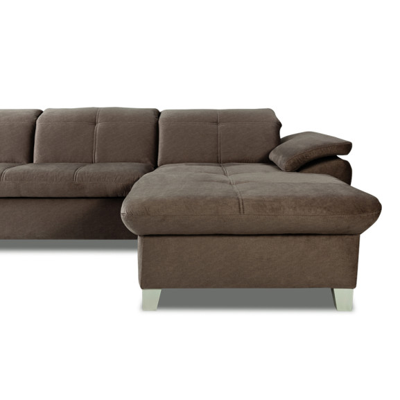 Coltar Extensibil Cu Insula Dreapta Sevilia Lux, 5 Locuri, Tetiere Reglabile, Maro, 272 Cm