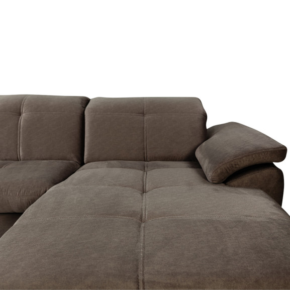 Coltar Extensibil Cu Insula Dreapta Sevilia Lux, 5 Locuri, Tetiere Reglabile, Maro, 272 Cm