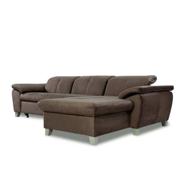 Coltar Extensibil Cu Insula Dreapta Sevilia Lux, 5 Locuri, Tetiere Reglabile, Maro, 272 Cm