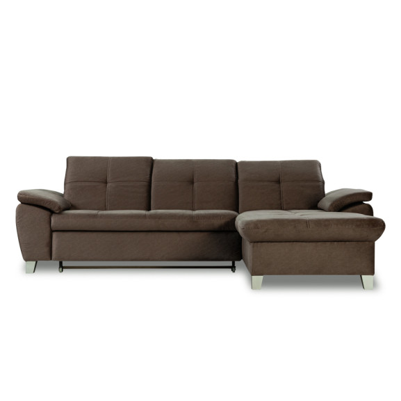 Coltar Extensibil Cu Insula Dreapta Sevilia Lux, 5 Locuri, Tetiere Reglabile, Maro, 272 Cm