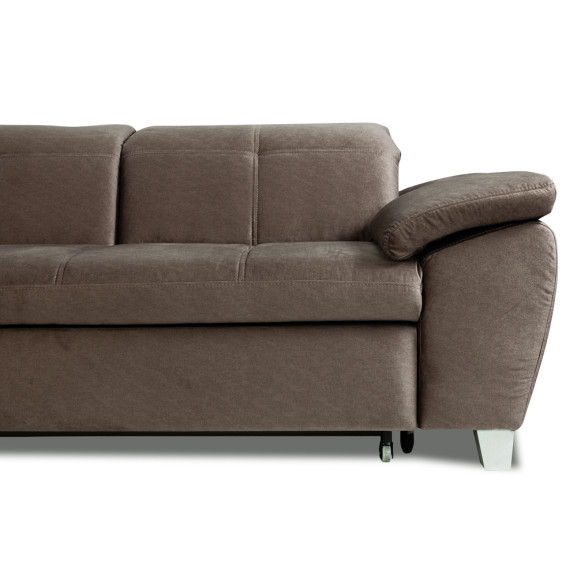 Coltar Extensibil Cu Insula Stanga Sevilia Lux, 5 Locuri, Tetiere Reglabile, Maro, 272 Cm