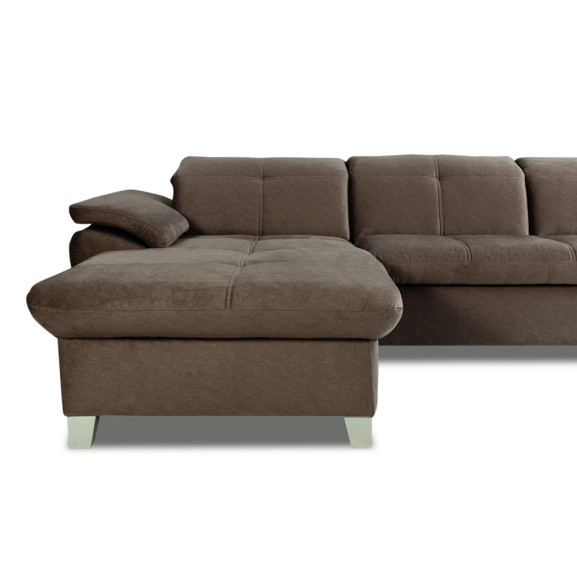 Coltar Extensibil Cu Insula Stanga Sevilia Lux, 5 Locuri, Tetiere Reglabile, Maro, 272 Cm
