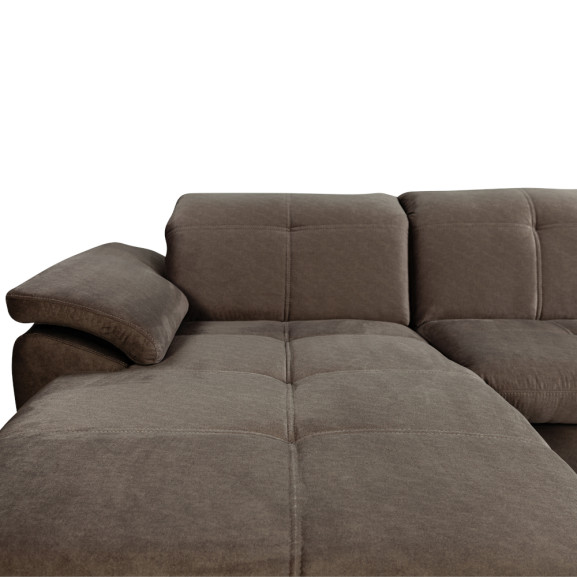 Coltar Extensibil Cu Insula Stanga Sevilia Lux, 5 Locuri, Tetiere Reglabile, Maro, 272 Cm