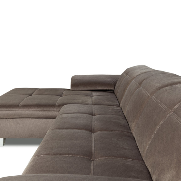 Coltar Extensibil Cu Insula Stanga Sevilia Lux, 5 Locuri, Tetiere Reglabile, Maro, 272 Cm