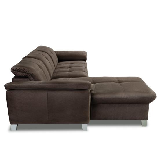 Coltar Extensibil Cu Insula Stanga Sevilia Lux, 5 Locuri, Tetiere Reglabile, Maro, 272 Cm