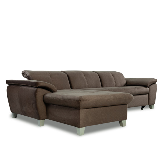 Coltar Extensibil Cu Insula Stanga Sevilia Lux, 5 Locuri, Tetiere Reglabile, Maro, 272 Cm