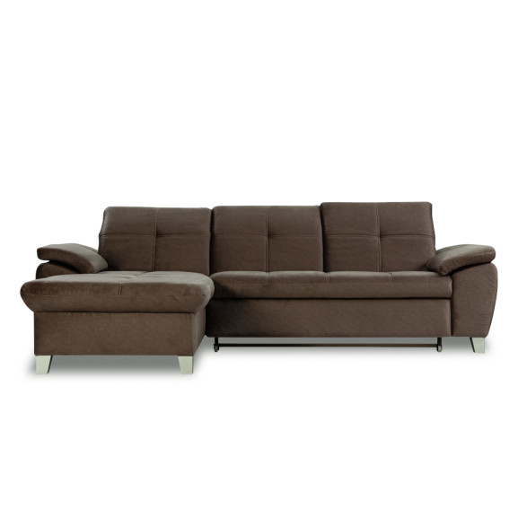 Coltar Extensibil Cu Insula Stanga Sevilia Lux, 5 Locuri, Tetiere Reglabile, Maro, 272 Cm