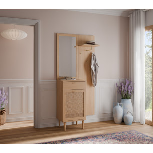 Cuier Mic Charleston, Stejar Elegancia si Polyrattan, 90.4 Cm