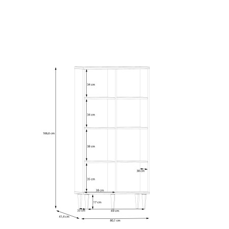 Vitrina 2 Usi Charleston, Stejar Elegancia Si Polyrattan, 80.1 Cm-01