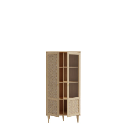 Vitrina 2 Usi Charleston, Stejar Elegancia Si Polyrattan, 80.1 Cm-01