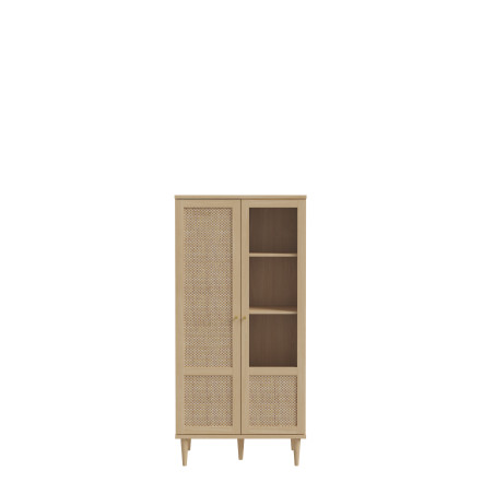 Vitrina 2 Usi Charleston, Stejar Elegancia Si Polyrattan, 80.1 Cm-01