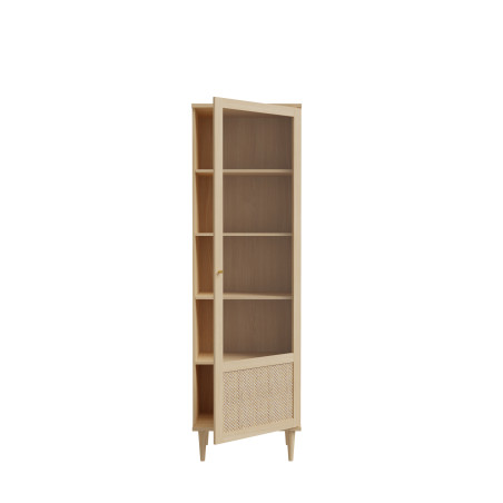 Vitrina 1 Usa Charleston, Stejar Elegancia si Polyrattan, 60.4 Cm-01