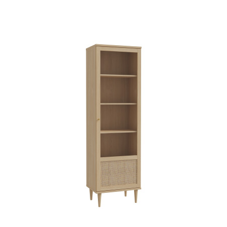 Vitrina 1 Usa Charleston, Stejar Elegancia si Polyrattan, 60.4 Cm-01