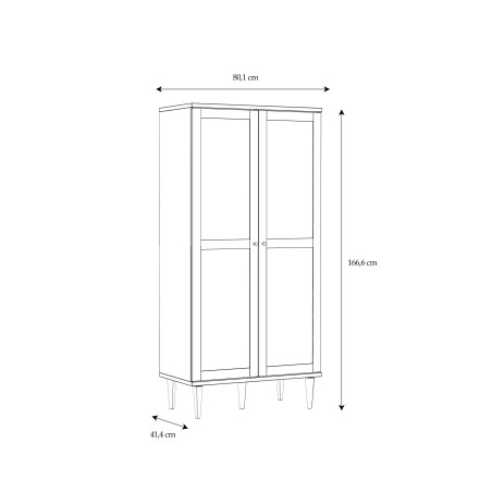 Etajera 2 Usi Charleston, Stejar Elegancia Si Polyrattan 80.1 Cm-01