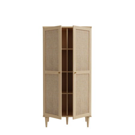 Etajera 2 Usi Charleston, Stejar Elegancia Si Polyrattan 80.1 Cm-01