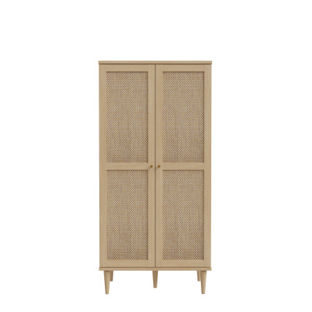 Etajera 2 Usi Charleston, Stejar Elegancia Si Polyrattan 80.1 Cm-01