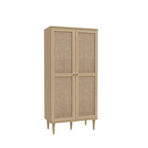 Etajera 2 Usi Charleston, Stejar Elegancia Si Polyrattan 80.1 Cm