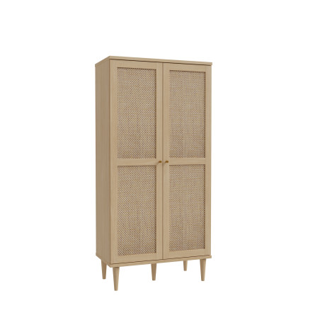 Etajera 2 Usi Charleston, Stejar Elegancia Si Polyrattan 80.1 Cm-01